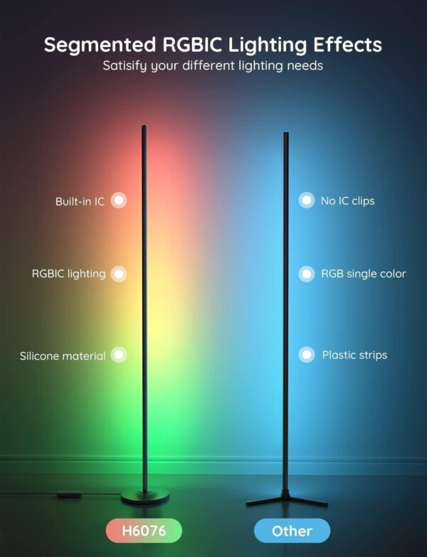 Govee RGBIC Floor Lamp - 1000 Lumen, Alexa Compatible, Music Sync, 16 Million Colors, Modern Corner Lamp - Image 4