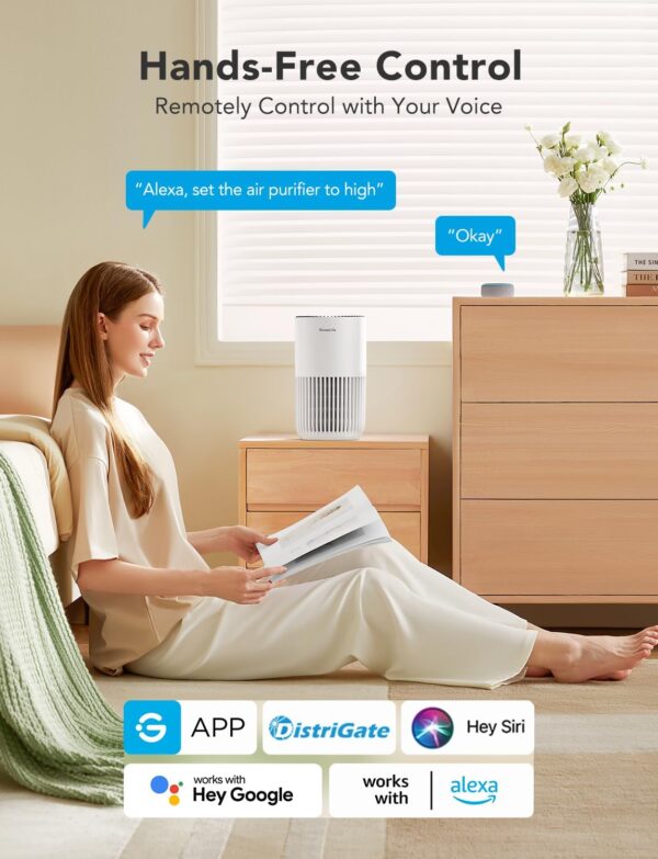 GoveeLife Mini HEPA Air Purifier, Smart Filter, App & Alexa Control, Portable with 3 Speeds - Image 2