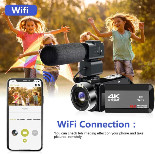 4K Video Camera Camcorder with IR Night Vision with Mini Tripod - Image 6