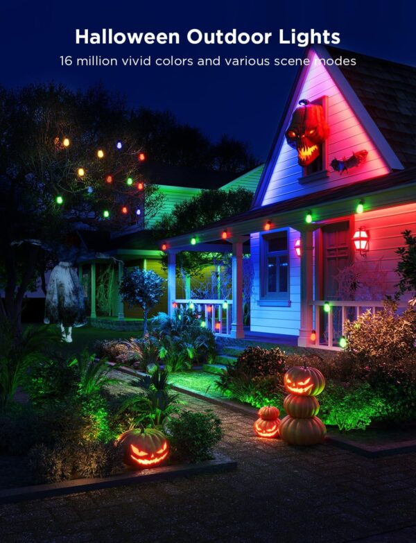 Govee Smart Outdoor String Lights H7021 - 96ft (2x48ft), RGBIC, WiFi Control, Halloween & Christmas Decor, IP65 Waterproof - Image 2