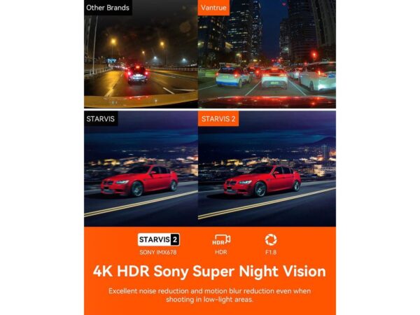 Vantrue 3 Channel 4K WiFi Dash Cam, Night Vision, 4K+1080P Triple Camera, Voice Control, GPS, 24H Parking Mode - Image 4