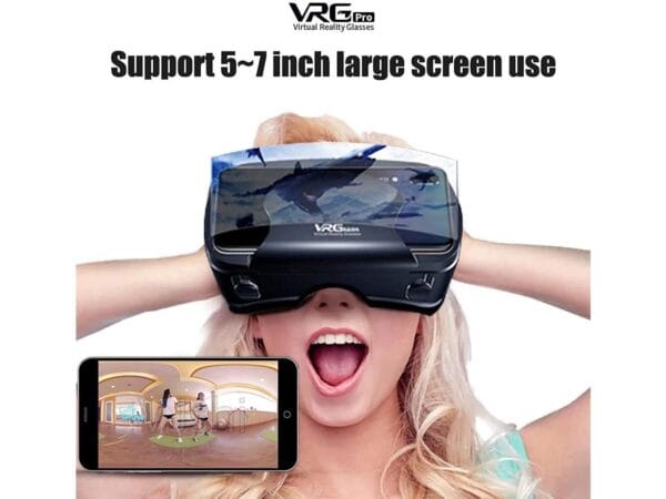 VR Headset with Controller – Adjustable 3D Glasses, HD Blu-ray, Eye Protection, 5-7" Phone Support (Black) - Image 5