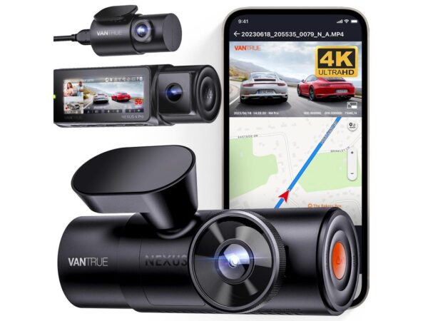 Vantrue 3 Channel 4K WiFi Dash Cam, Night Vision, 4K+1080P Triple Camera, Voice Control, GPS, 24H Parking Mode - Image 7