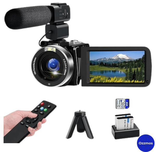 4K Video Camera Camcorder with IR Night Vision with Mini Tripod