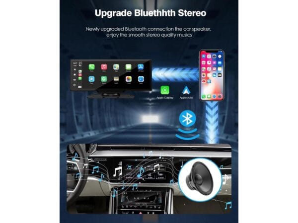 LAMTTO 9.26" Wireless Car Stereo with CarPlay, 2K Dash Cam, Backup Camera, GPS, Bluetooth, and Siri Compatibility - Image 3