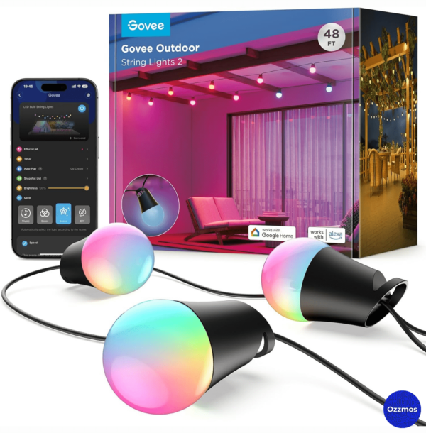 Govee Smart Outdoor String Lights 2, 48ft RGBIC Outdoor Lights