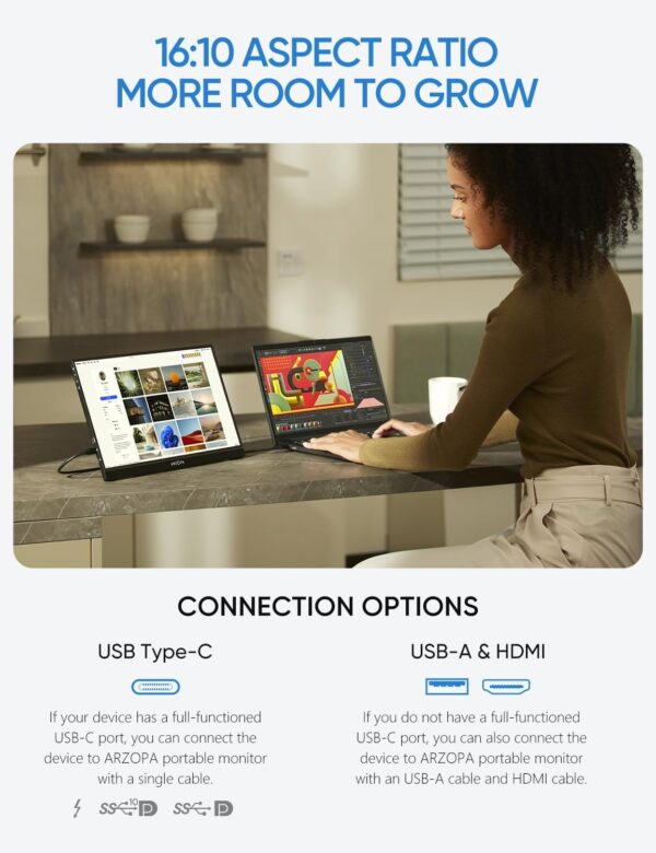 ARZOPA 16" 2.5K Portable Monitor - Image 2