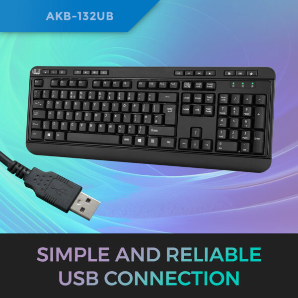 Adesso Spill-Resistant Multimedia Desktop Keyboard(USB) - Image 5